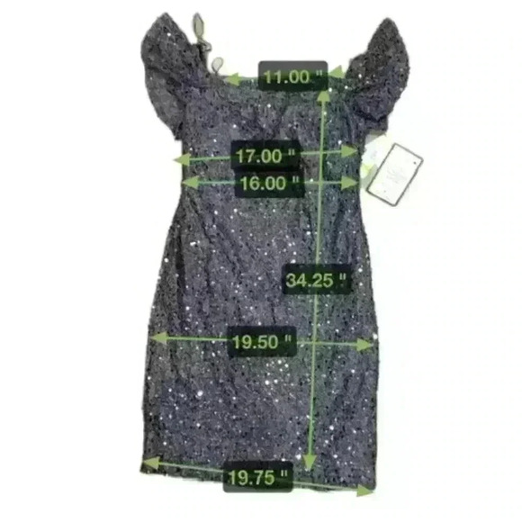 NIGHTWAY NWT Grey Sequined Cocktail Dress Size 14 - Picture 9 of 10